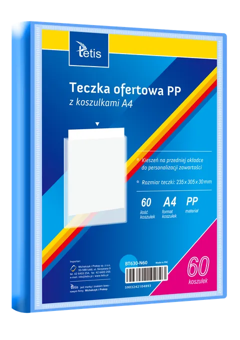 Teczka ofertowa A4 60 koszulek niebieska BT630-N60 Tetis
