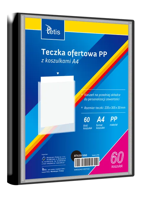 Teczka ofertowa A4 PP 60 koszulek czarna, Tetis
