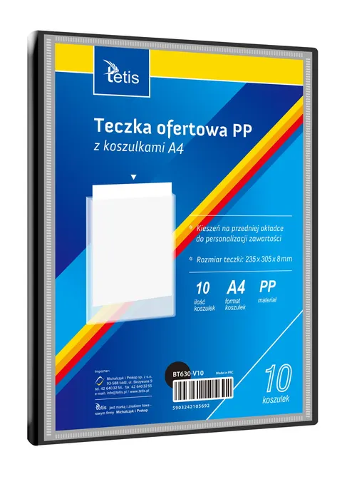 Teczka ofertowa A4 PP 10 koszulek czarna, Tetis
