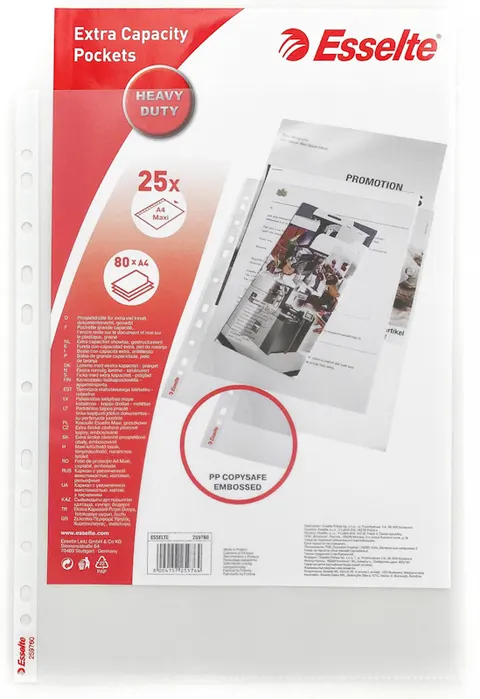 Koszulki na dokumenty Esselte -format A4 Maxi / 100mic / opk 25szt - groszkowe, MAXI
