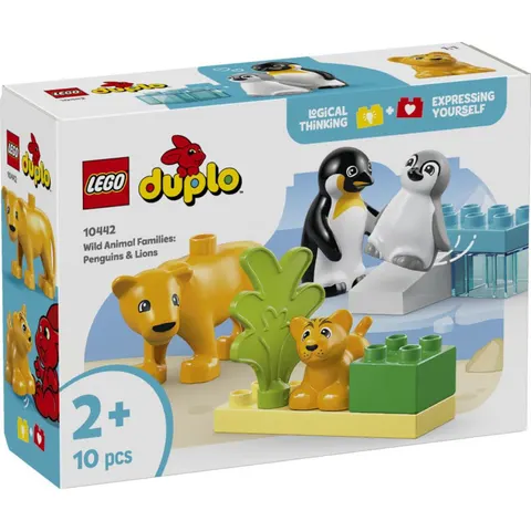 LEGO Duplo 10442 Rodziny dzikich zwierząt: pingwiny i lwy