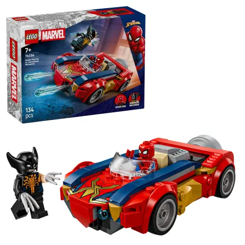 LEGO Super Heroes 76336 Spider-Man w samochodzie kontra zvenomowany Wolverine