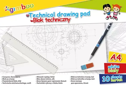 Blok techniczny A4/150g biały 10 kartek GIMBOO /7539BTS17-99/