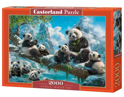 Puzzle 2000 elementów. Pandy w zimie