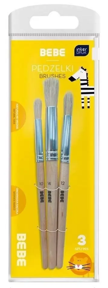 Pędzle Drewniane Jumbo 3 Sztuki BB Kids Interdruk Z Naturalnym Włosiem