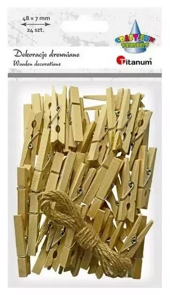 Spinacze drewniane naturalne 7x48mm 24szt. 390604 Titanum