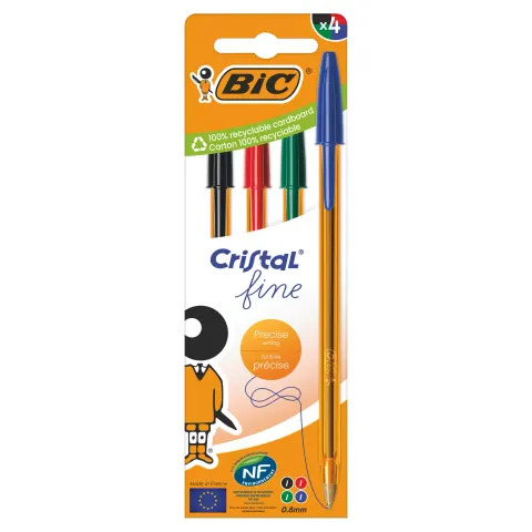 BiC Cristal Fine Długopis 4 sztuki