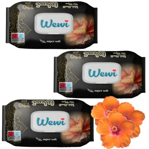 WEWI Chusteczki nawilżane 120 szt FLOWER, pakiet 3 opakowań
