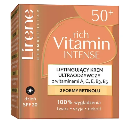 LIRENE RICH VITAMIN INTENSE SPF20, 50+ Krem na dzień LIFTINGUJĄCY, 50 ml
