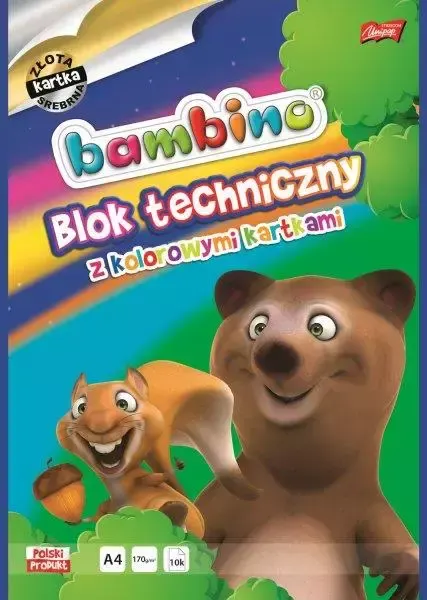 BLOK TECHNICZNY BAMBINO KOLOROWY A4 170g 10 KARTEK