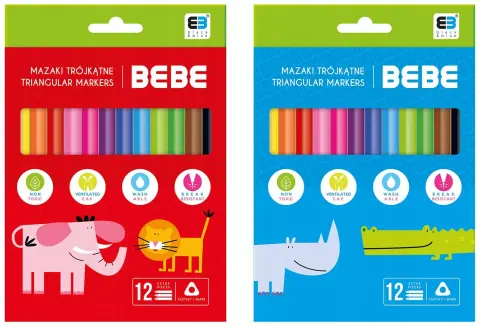 Flamastry Mazaki Trójkątne 12 Kolorów BB Friends Kids Interdruk