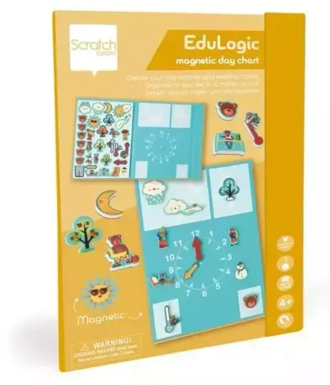 Scratch, magnetyczna układanka - kształty i kolory Zegar i pogoda