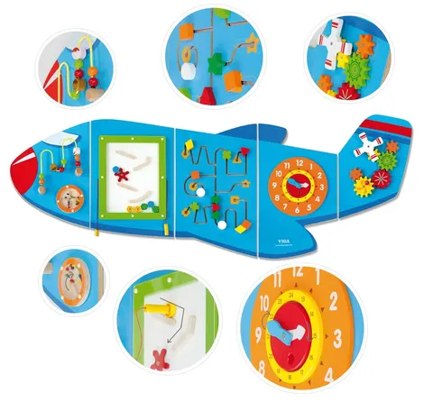 VIGA Drewniana Tablica Sensoryczna Manipulacyjna Samolot Certyfikat FSC Montessori