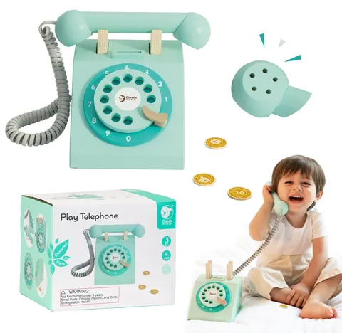 Klasyczny Drewniany Telefon dla Dzieci CLASSIC WORLD