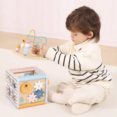 VIGA PolarB Activity Box Drewniane Edukacyjne Centrum Gier 5w1 kostka