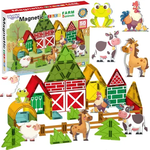 WOOPIE Magnetyczne Klocki Konstrukcyjne 7,5 cm Farma 30 el.
