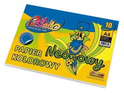 PAPIER KOLOROWY A4 SAMOPRZYLEPNY NEONOWY WYCINANKA 10 KARTEK PASTELLO