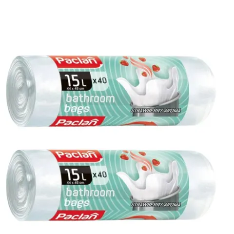 PACLAN Worki na śmieci Białe 15l 40 szt, pakiet 2 opakowań