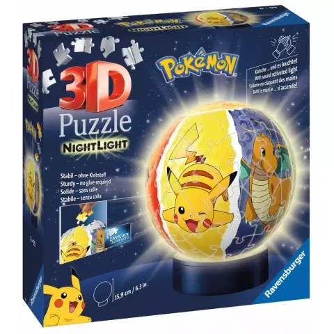 Ravensburger Puzzle 3D Pokemon Kula Świecąca Model Przestrzenny Lampka Nocna 74 El. 6+