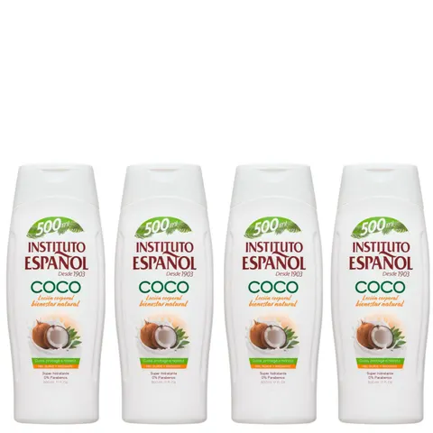 INSTITUTO ESPANOL COCO Nawilżający balsam do ciała 500 ml, pakiet 4 szt.
