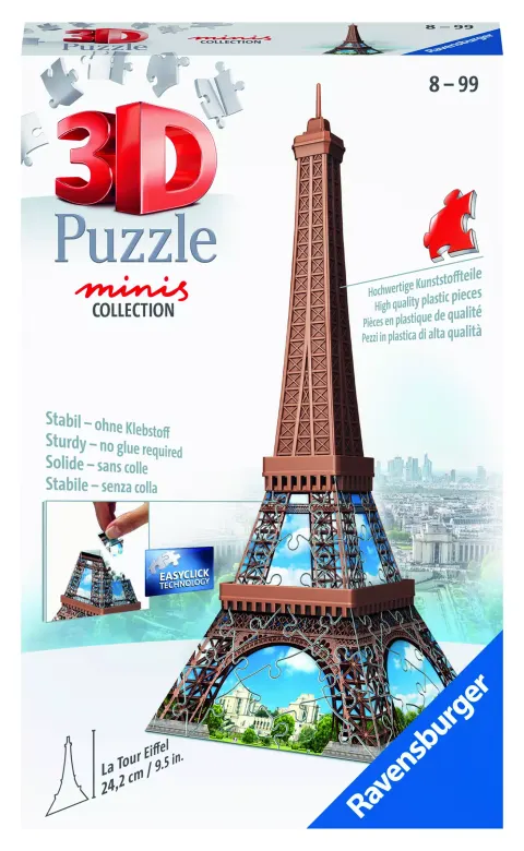 Ravensburger Puzzle 3D Model Przestrzenny Układanka Minis Collection Wieża Eiffla 62el. 8+