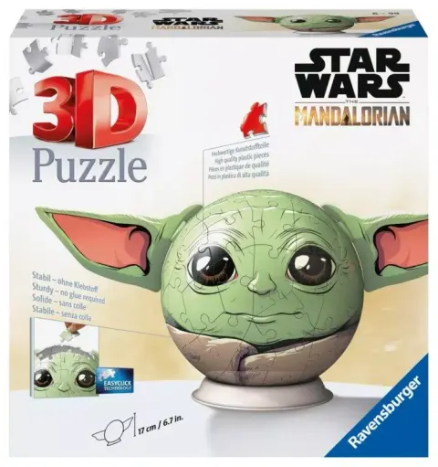 Ravensburger Puzzle 3D Star Wars Mandalorian Gwiezdne Wojny Kula Model Przestrzenny Baby Yoda Grogu 77 El. 6+