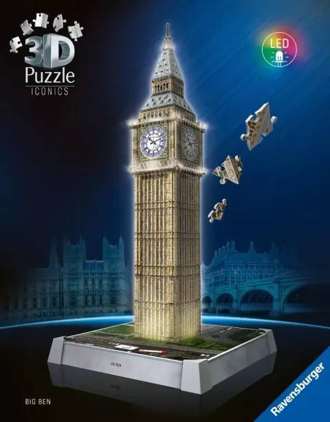 Ravensburger Puzzle 3D Big Ben Iconics LED Londyn Wieża Budowla Przestrzenna Model 8+