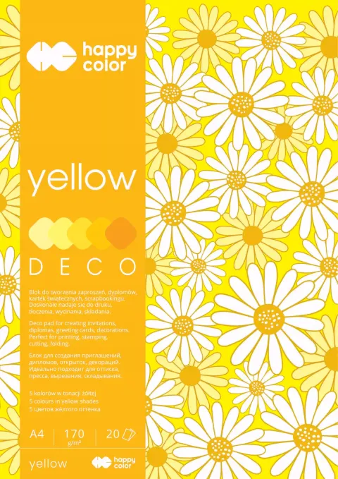 Blok A4 20k 170g 5 kolorów DECO YELLOW HA 3717 2030-012 HAPPY COLOR