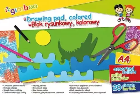 Blok rysunkowy A4/70G kolorowy 20 kartek GIMBOO /7531BTS17-99/K/