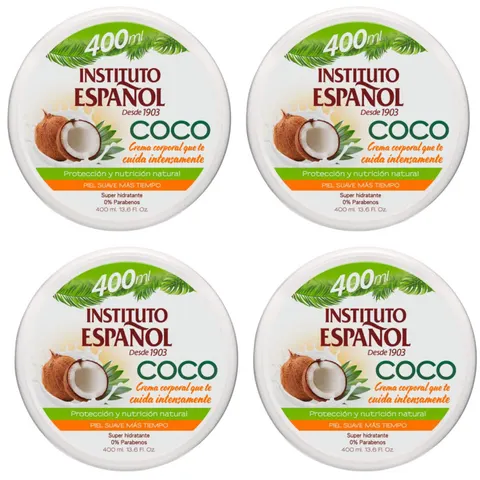 INSTITUTO ESPANOL COCO Nawilżający krem do ciała 400 ml, pakiet 4 szt.