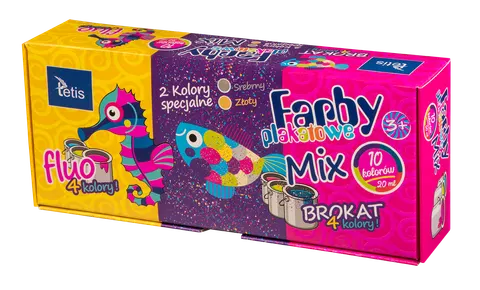 Farby plakatowe 10kol 20ml Tetis