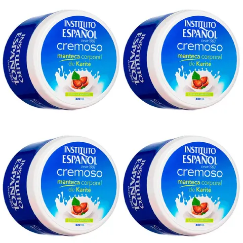 INSTITUTO ESPANOL SHEA Nawilżający krem do ciała, MIGDAŁ 400 ml, pakiet 4 szt.