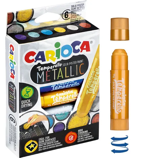 Farby w sztyfcie Carioca Temperello metaliczne 6 kolorów