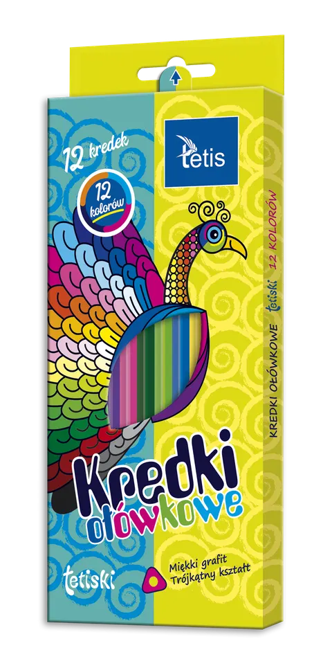 Kredki tetiski trójkątne 12kol