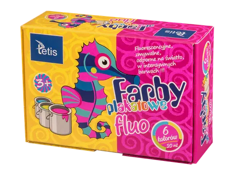 Farby plakatowe fluorescencyjne 6kol 20ml Tetis