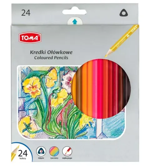 Kredki ołówkowe trójkątne 24kol. Toma
