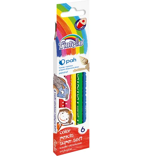 Kredki Fiorello Super Soft Trójkątne 6 kolorów