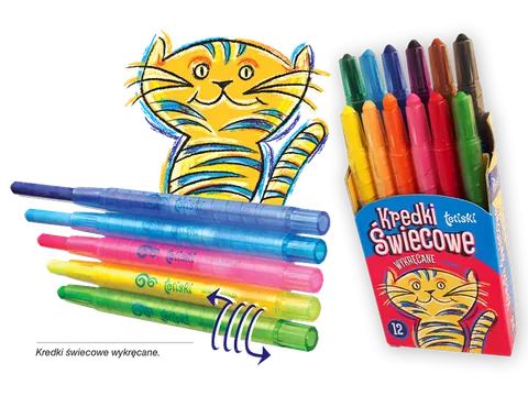 Kredki 12kol tetiski świecowe wykręcane