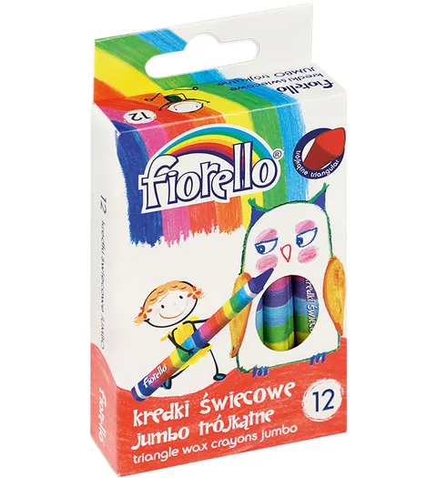 Kredki Fiorello świecowe trójkątne 12 kolorów