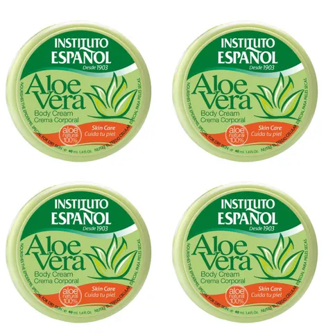 INSTITUTO ESPANOL ALOE VERA Nawilżający krem do ciała i rąk na bazie aloesu 40 ml, pakiet 4 szt.