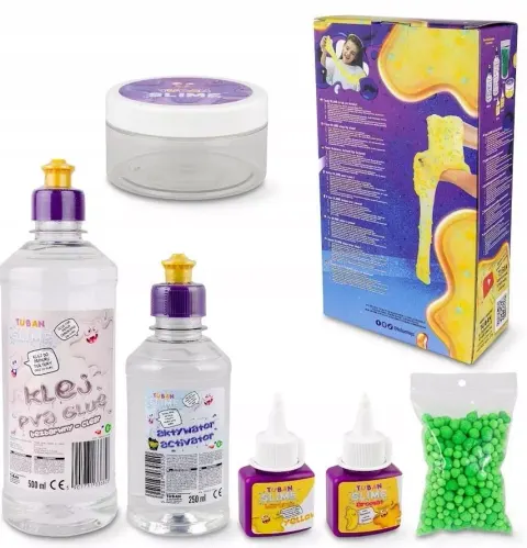 Tuban Sensory Slime Zestaw 6w1 – Twórz, Mieszaj i Eksperymentuj z Kolorem, Brokatem, Kulki i Aromatem (500 ml)