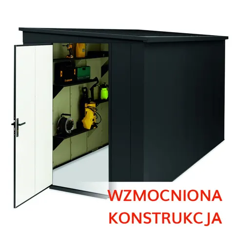 Domek narzędziowy 3,36x1,86 (m) RAL 9005 - WZMOCNIONA KONSTRUKCJA