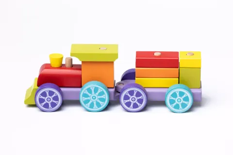 Klocki edukacyjne drewniane Pociąg Cubika 10 elem.