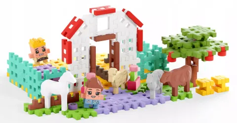 Marioinex klocki WAFFLE mini FARMER - Domek Pani weterynarz, 100 elementów