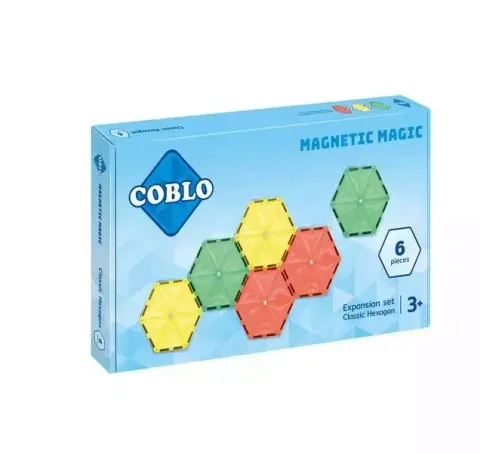 COBLO, magnetyczne klocki konstrukcyjne 6 płyt Hexagon 14 cm