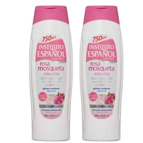 INSTITUTO ESPANOL ROSA MOSQUETA Kremowy żel pod prysznic Dzika Róża 750 ml, pakiet 2 szt.
