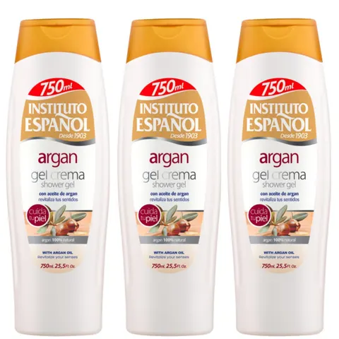 INSTITUTO ESPANOL Kremowy żel pod prysznic ARGAN 750 ml, pakiet 3 szt.