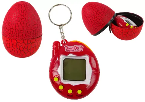 Tamagotchi w jajku. Elektroniczne zwierzątko, czerwone