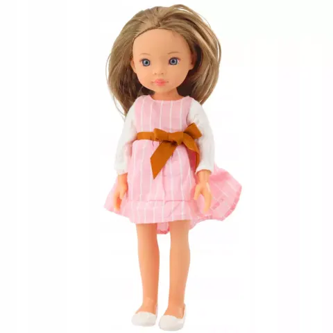 LALKA PRETTY GIRL W RÓŻOWEJ SUKIENCE W PASKI 32 CM