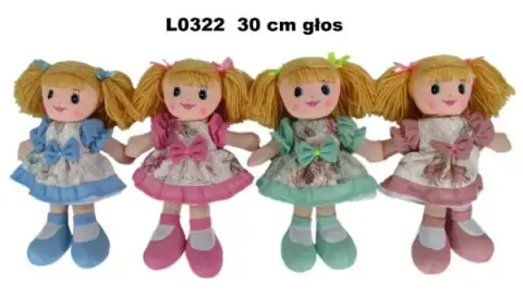 Lalka szmacianka 30 cm 4wz z głosem 156624 cena za 1 sztukę